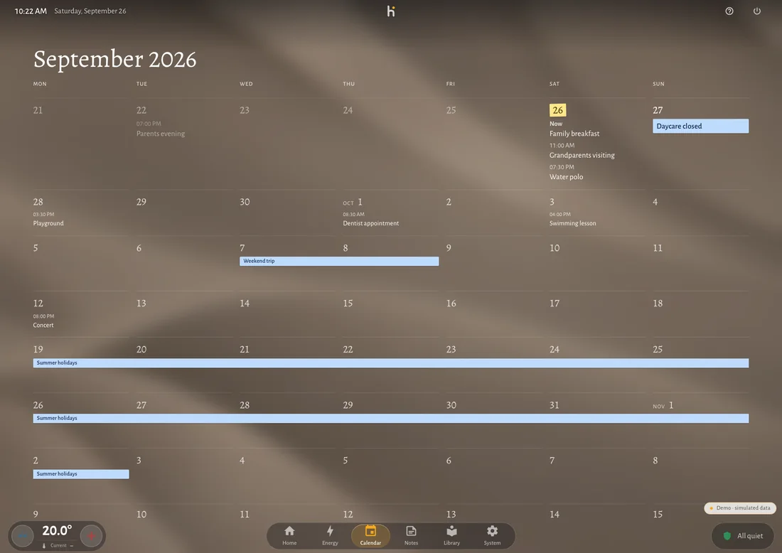 The calendar screen.